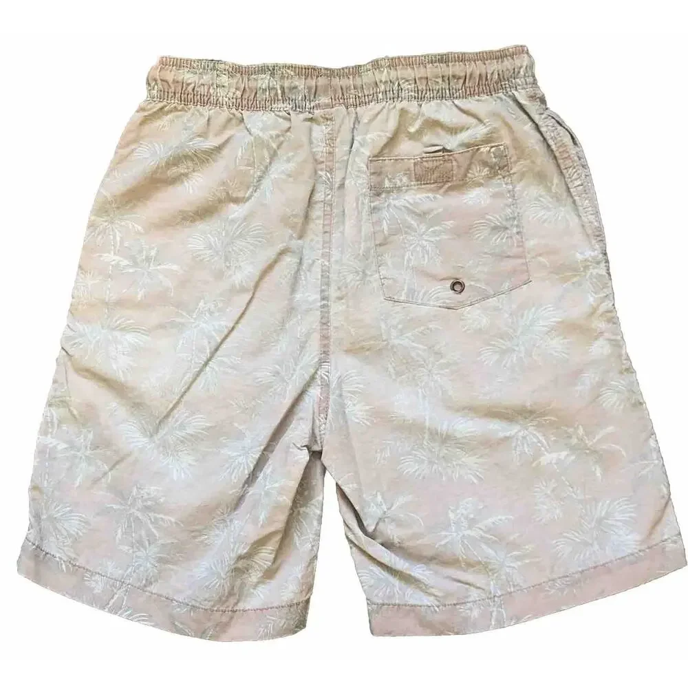 First Wave Swim Shorts Boys XLarge 14-16 Pink Palm Trees Drawstring Board Shorts